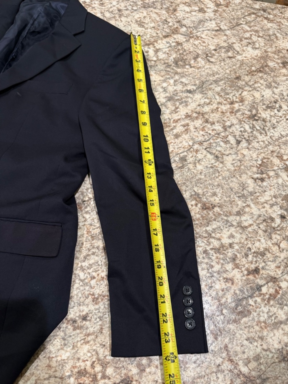Van Heusen Mens Classic fit 2 Piece Suit 38R 35x29 Pants Navy Blue Solid Stretch - Picture 3 of 14
